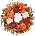 26 Inch Fall Wreath for Front Door, Autumn Harvest Wreath with Pumpkin, Peony, Hydrangea, Sunflower, Berry & Eucalyptus, Large Farmhouse Thanksgiving Wreath Decor for Indoor Outdoor Porch Wall Window by HEYBEKY