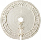 Christmas Tree Skirt 36 Inches: Braided Cable Knit Round Cream White Tree Skirt, Thick Rustic Christmas Tree Decorations Neutral Christmas Decor Christmas Tree Skirts for Xmas Home Party Supplies - Image 3