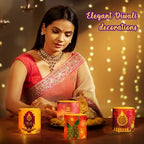 Retisee 6 Pcs LED Diwali Candle Diwali Party Decoration Colorful Traditional Indian Candle with Classic Elements Christmas Table Centerpiece Decor for Party Favors Home Indoor Outdoor - Image 6