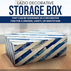 Perilla Home Home Decor Decorative Storage Wooden Box Small Lazio Organizer Tool Stash Card Craft Treasure Trinket Memory Keepsake Jewelry Box for Men and Women, Gifts For All, Blue and Off White - Image 2