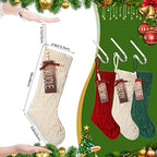 Zubebe 4 Sets 18 in Knitted Christmas Stockings Kit, Metal Stocking Holder and Name Tags Large Knit Xmas Stocking with Marker Pen for Family Holiday Xmas Party Fireplace Mantel Decor - Image 6