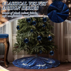 Christmas Tree Skirt, 48 Inches, Gold Embroidered Holly Style, Navy Blue - Image 5