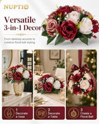 NUPTIO Artificial Flower Centrepieces for Tables: Fake Rose Balls, 10 Pcs - Image 6