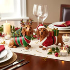 Simgoing 2 Pcs Christmas Figurines Table Decoration Dachshund Resin Statue - Image 4