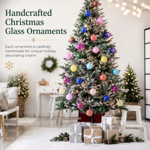 FoldTier 9pcs 3" Colorful Glass Ball Christmas Tree Ornament, Colorful - Image 3