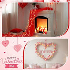 Glooglitter 6.5ft Valentine's Day Garland with String Lights Pink Red Berry Garland Battery Powered Heart Shaped Ball Fairy String Lights for Valentine's Day Party Home Table Wall Decoration - Image 4