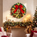 Knitgrip Red Velvet Ribbon Pre-Lit Christmas Wreaths for Front Door - Image 4