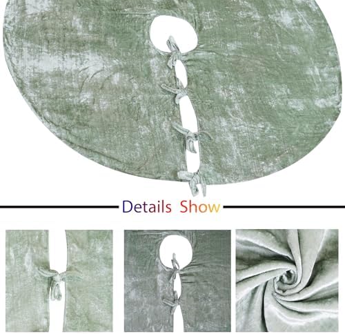 Sophia-Art Christmas Tree Skirt, Luxury Velvet Plush Skirt, Xmas Decoration Holiday Party Décor, Soft Velvet Home Décor Merry Christmas Party Christmas Tree Decorations (Sage Green,56 Inch) - Image 4
