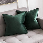 MIULEE Decorative Army Green Velvet Euro Sham Throw Pillow Covers 28x28 in - Image 6