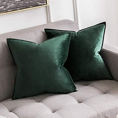 MIULEE Decorative Army Green Velvet Euro Sham Throw Pillow Covers 28x28 in - Image 6