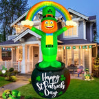 8FT St Patrick’s Day Giant Inflatables Outdoor Decorations Leprechaun Standing on Gold Pot Blow up Holiday Shamrocks Yard Decoration with Build-in LED Lights for Indoor Lawn Garden Party Decor by TOCZIM