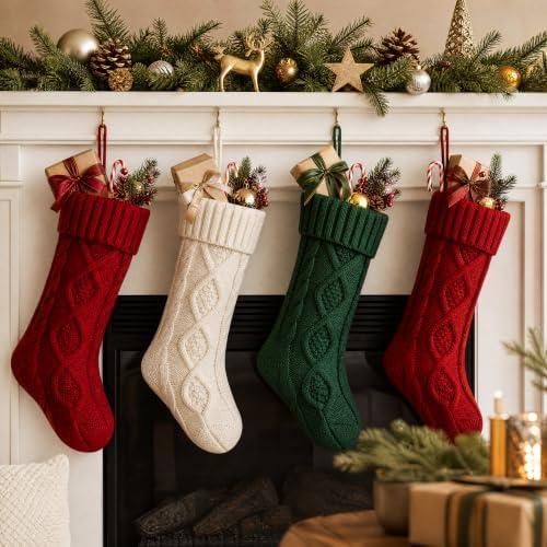 Fesciory Christmas Stockings 6 Pack, 18 Inch Large Cable Knit Xmas Decor - Image 4