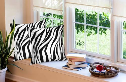 TOMWISH Black and White Zebra Print Throw Pillow Covers 24x24 in Sets of 2 - Image 5