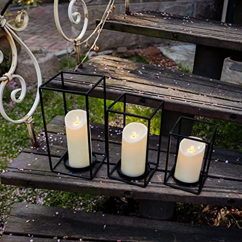 HPC Decor 3PCS Black Metal Candle Lanterns - 7in, 9in, 11in - Modern Farmhouse Decor for Home, Wedding, Party, Holiday - Image 6