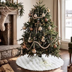 ORTIGIA Bubble Faux Fur White Christmas Tree Skirt 48 Inch - Image 4