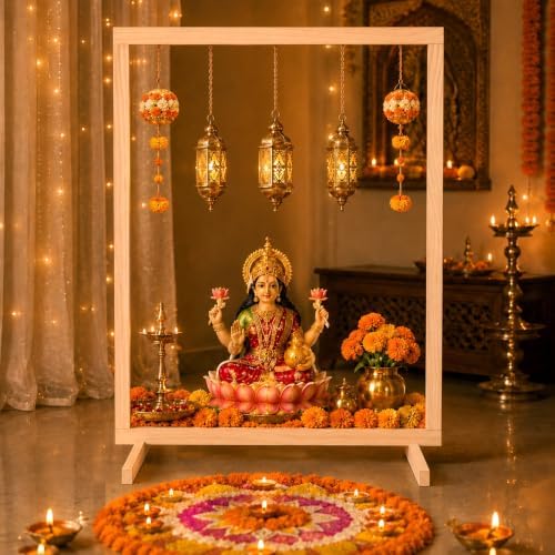 GlikCeil Wooden Pooja Mandap Backdrop Stand DIY Temple Puja Mandir Frame - Image 5