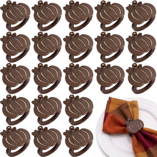 Roshtia 24 Pcs Wooden Fall Napkin Rings Thanksgiving, Pumpkin by Roshtia