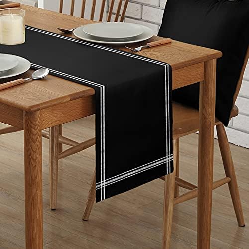 Smile Sunflower Black Table Runner, Burlap Table Runners 120 inches Long,Farmhouse Style Solid Color Table Runner for Wedding Holiday Party Dinner,Dresser Scarf Decor - Image 2