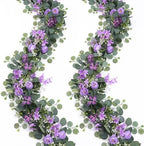 Artificial Rose Vine Fake Flower Garland,Purple, 2PCS by SOMYTING