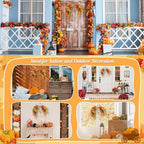 Thanksgiving Fall Wreath for Front Door 15.7 Inch Autumn Wreath Harvest Wreaths with Pine Cones Maple Leaves Berries Autumn Fall Decorations for Porch Wall Outdoor Indoor Festival Party Decor - Image 6