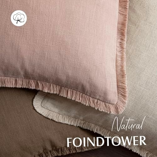 Foindtower Decorative Linen Fringe Throw Pillow Covers 20×20 Light Pink - Image 4