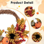 Fall Wreaths, 2 Pack, 20" Front Door Decor, Artificial Pumpkin - Image 4