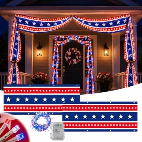 2 Packs 20Ft Light Up Patriotic Bunting Flag Decorations by Unknown