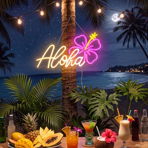 Zhengmy Aloha Neon Sign, USB Powered Hawaiian LED Light Wall Decor by Zhengmy