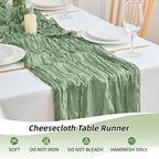 16 Pack Sage Green Cheesecloth Table Runner 21.5 x 120 Inches Boho Gauze Table Runners 10FT Long Cheese Cloth Table Runner for Bridal Shower Baby Shower Birthday Party Wedding Decor - Image 6