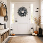 24 Inch Black and Silver Rose Halloween Wreath with 3 Skeleton Hands - Image 3