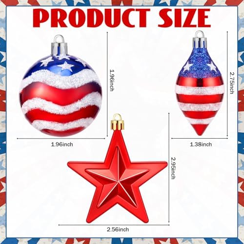 60 Pcs 4th of July Hanging Decoration Patriotic Hanging Ornaments Ball for Tree Red White Blue Stars Ball Ornaments America Flag Tree Decor Pendant for 250th Anniversary Independence Veteran Day Party - Image 2