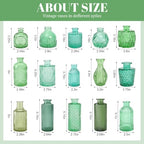 15Pcs Assorted Vintage Bud Vases, Colorful Glass Small Vases Bulk - Image 2