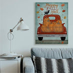 Stupell Industries Happy Fall Y'all Autumn Harvest Red Truck, Design by Beth Albert Canvas Wall Art, 36 x 48, Blue - Image 3