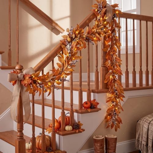 Thiccywoov 2 Pcs 6Ft Fall Leaf Garland with Berries Mantel Decor - Image 3