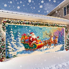 Christmas Garage Door Banner – Santa Claus with Sleigh & Reindeer Outdoor Decoration – 13×6 ft Holiday Garage Cover for Home, Yard, Party Decor - Image 3