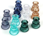 WDHODEC Christmas Taper Candle Holders 12PCS Glass Candlestick Holders for Table Centerpiece Colorful Candle Sticks for Wedding, Party and Winter Decoration(Blue&Green) by WDHODEC