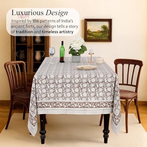 CPC Rustic Brown Tablecloth 100% Cotton 60x60 Inch Indian Block Print Rectangle Table Cover, Table Cloth for Gifting in Weddings, Halloween, Fall, Christmas, Thanksgiving - Image 5