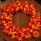 Fall Decor Fall Decorations for Home 9FT Plug in Fall Garland with Lights 50 Orange Bulbs Connectable Lighted Fall Garland Light for Indoor Outdoor Halloween Thanksgiving Harvest Decorations(2 Packs) - Image 2