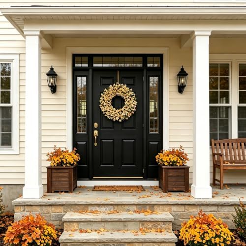 24 Inch Wheat Forsythia Fall Wreath for Front Door - Image 6