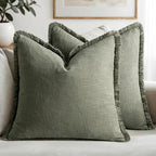MIULEE Linen Decorative Euro Throw Pillow Covers Light Olive Green 26x26 by MIULEE