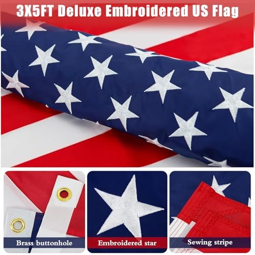 ZMTECH 6FT Flag Pole Kit with Solar Light and Proud American Flag, Adjustable Bracket and Upgraded Tangle-Free Ring 1" Stainless Steel Flagpole for Day and Night, Residential, Commercial, White - Image 5