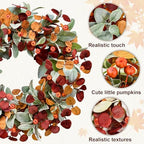 Waipfaru Fall Decor, 22 Inch Fall Wreaths for Front Door, Autumn Door Wreath with Lambs Ears Leave Eucalyptus Leaves Pumpkin Thanksgiving Harvest Halloween Farmhouse Home Porch Indoor Decor(2 PCS) - Image 3