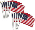 JRED 12 Pack Small American Flags on Stick, 8x12 Inch Handheld US USA Flag, with Stainless Steel Pole Safety Spear Top, 4th of July USA 250th Anniversary Decorations by Home