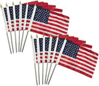 JRED 12 Pack Small American Flags on Stick, 8x12 Inch Handheld US USA Flag, with Stainless Steel Pole Safety Spear Top, 4th of July USA 250th Anniversary Decorations by Home