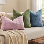 decorUhome Textured Chenille Throw Pillow Covers 22x22 Set of 2 Blush Pink - Image 7