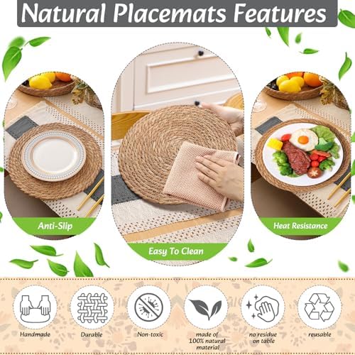 Boho Table Runner and Placemats Set, 6 Sets, Gray, 12x72 - Image 5