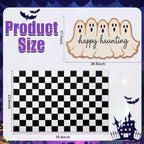 Honoson 2 Pcs Halloween Ghost Doormat,Happy Haunting Black White Checkered - Image 2