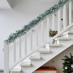 70 Inch Blue Eucalyptus Garland with White Flowers - Long Artificial Vine Garland for Staircase, Mantel, Fence, Front Door, Indoor/Outdoor Hanging Decor for All Seasons - Image 7