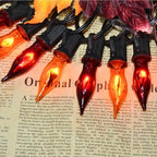 27.8Ft Orange and Purple Halloween Lights Flame String Lights, Spooky Flicker Flame Lights String with 25 + 4 Orange Purple C18 Bulbs, for Halloween Home Fireplace Yard Party Indoor Outdoor Decor - Image 3