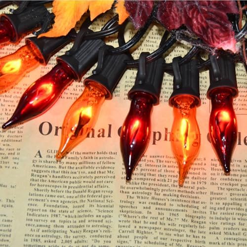 27.8Ft Orange and Purple Halloween Lights Flame String Lights, Spooky Flicker Flame Lights String with 25 + 4 Orange Purple C18 Bulbs, for Halloween Home Fireplace Yard Party Indoor Outdoor Decor - Image 3